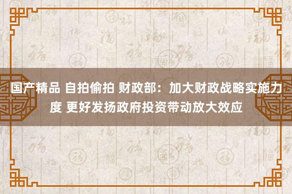 国产精品 自拍偷拍 财政部:加大财政战略实施力度 更好发扬政府投资带动放大效应