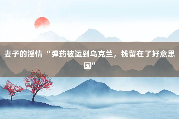 妻子的淫情 “弹药被运到乌克兰,钱留在了好意思国”