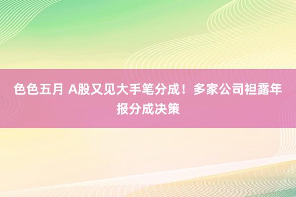 色色五月 A股又见大手笔分成!多家公司袒露年报分成决策